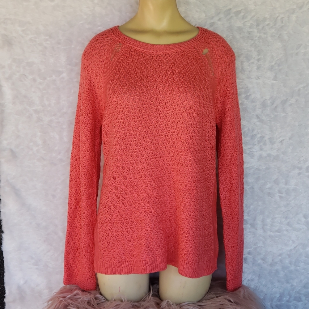 Lightly Distressed Coral Jones New York Sweater